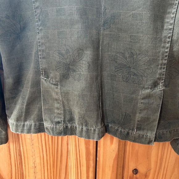 Caribbean Joe Jacket Army Green Floral print 100% Cotton Women's Size 10 - Picture 2 of 12